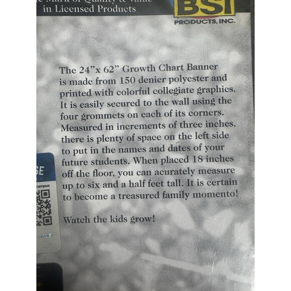 NCAA University of Georgia Bulldogs GROWTH CHART BANNER w/GROMMETS college - Picture 3 of 4